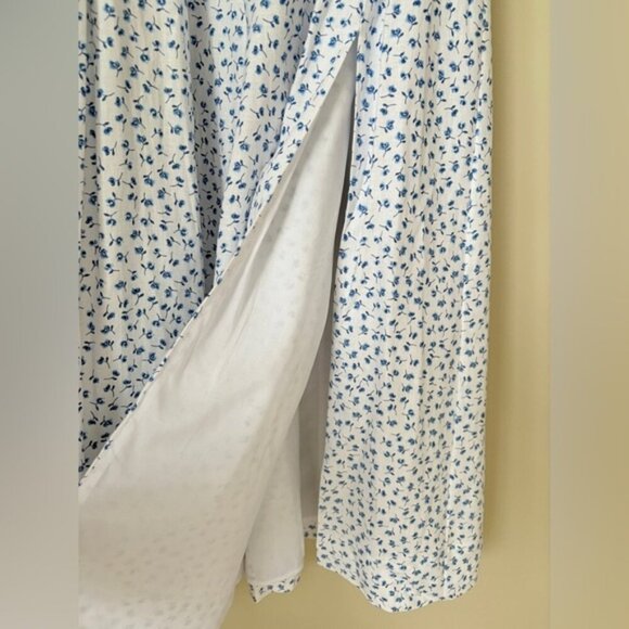 NEW Reformation Coucou Midi Linen Dress Hanna White Blue Floral | US 2 UK 6 - Picture 15 of 15